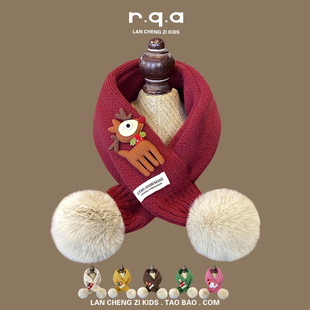 2025年儿童秋冬新款围巾男童女童冬季保暖针织毛线新年宝宝围脖冬