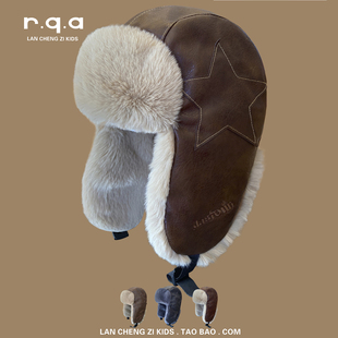 儿童帽子冬季户外骑行男孩雷锋帽男童学生保暖护耳冬天防风防寒冬