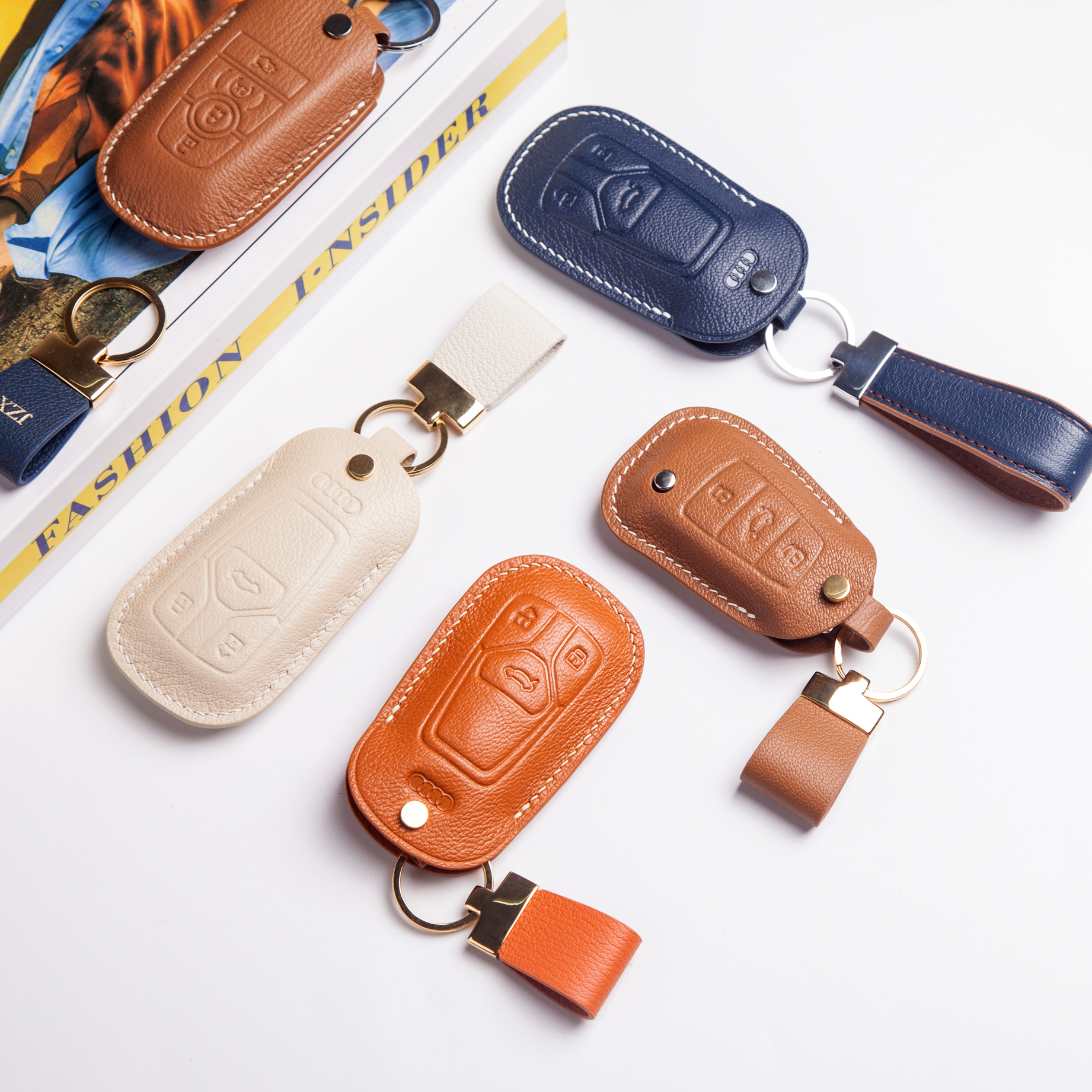 清仓！韩国ins奥迪真皮钥匙套