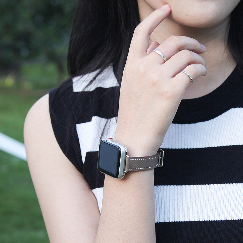 手工定制适用爱马仕苹果表带真皮