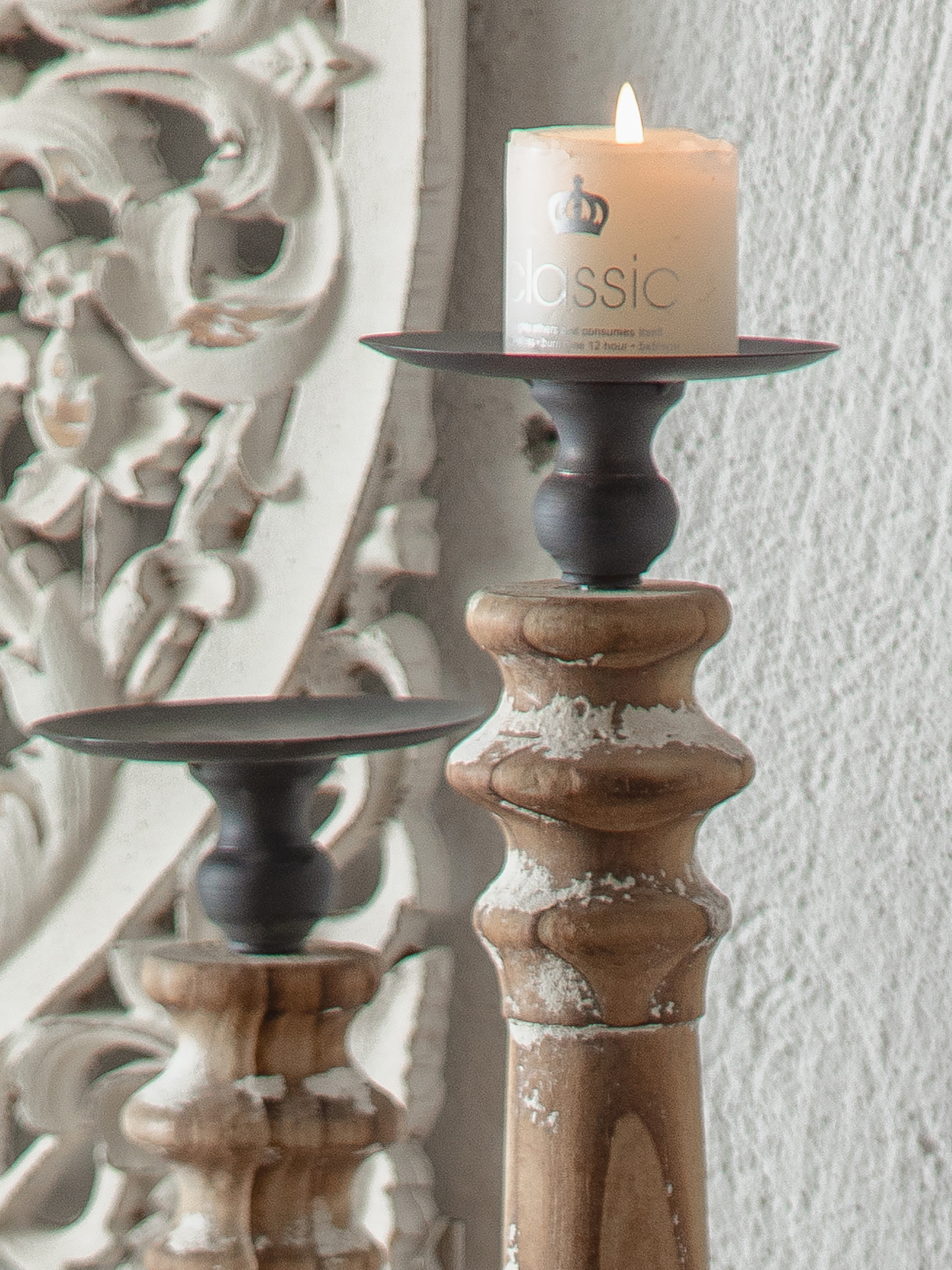 创意烛台浪漫烛光晚餐道具软装桌面装饰品民宿蜡烛台复古木质摆件