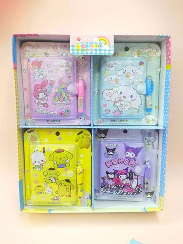 卡通按扣附笔随身笔记本套装文具带笔迷你口袋小本子