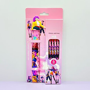 外贸爆款kpop猎魔女团木杆铅笔直尺子学生文具套装demonhunters