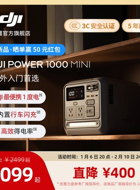 大疆【1度电旗舰新品】DJI Power 1000 Mini 移动电源220V快充便携自驾露营车载应急备用储能户外电源