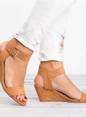 2019 female spring and summer large size wedge sandals