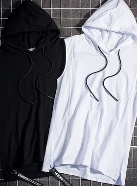 Men Hoody Hoodies Summer Sleeveless Vest Tanktop T Shirt Tee