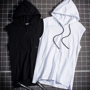 Men Hoody Hoodies Summer Sleeveless Vest Tanktop T Shirt Tee