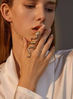 蛇骨戒指欧美嘻哈metal exaggerated snake ring朋克金属蛇戒指环