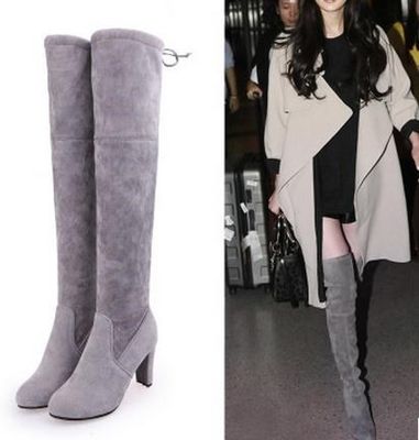 Women big plus size 42 43 knee high heels boots 粗跟高跟长靴