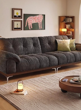 中古风云朵布艺沙发2026新款猫爪布简约小户型实木客厅雪尼尔沙发