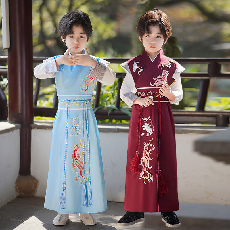儿童汉服原创男童中国风侠客公子开笔礼国学幼儿园高端唐装演出服