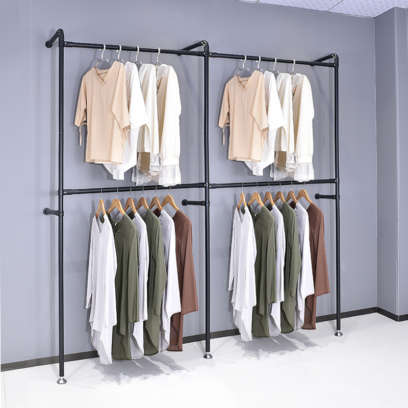 定制壁挂式衣帽间挂衣架卧收纳衣架服装店衣服展示架金色顶天立地