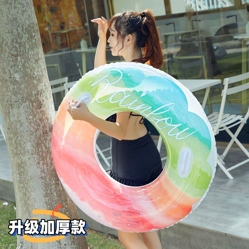 成人游泳圈儿童加厚腋下圈网红充气浮圈大人男女胖子可携式救生圈