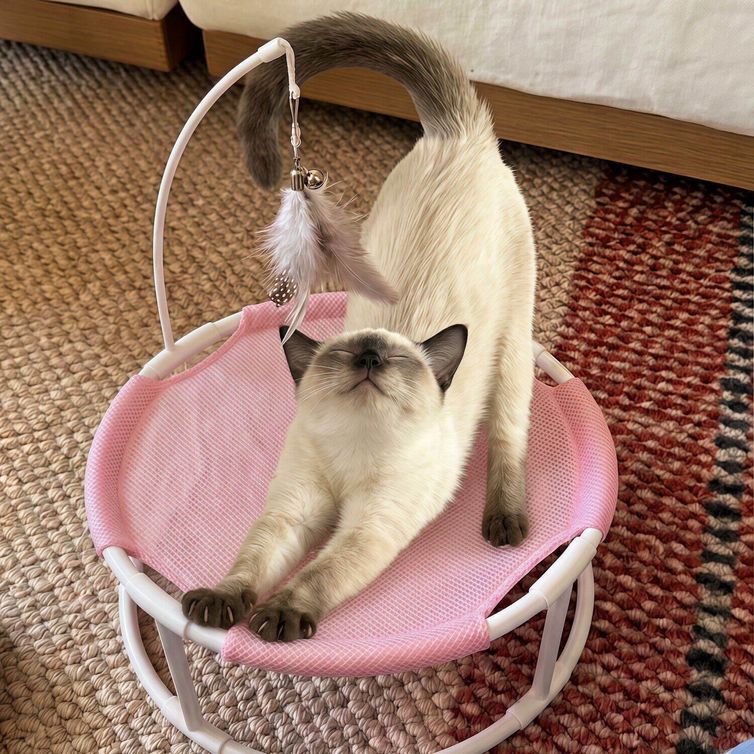 猫窝猫咪睡觉吊床悬空透气凉席夏季晒太阳凉垫落地悬空床宠物用品