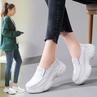一脚蹬运动休闲小白鞋 百搭女单鞋 软底厚底护士鞋 工作鞋 大码 春秋季