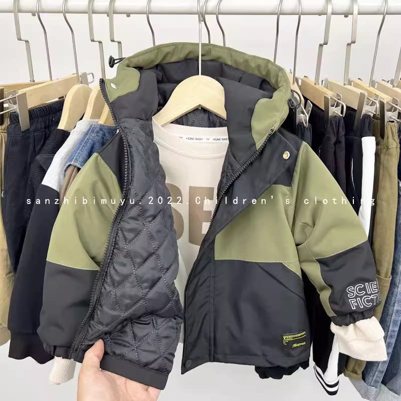 남아용 가을 겨울 면 코트 아동용 패셔너블한  복 남아용 인기 면옷 봄 재킷 트렌디한 상의