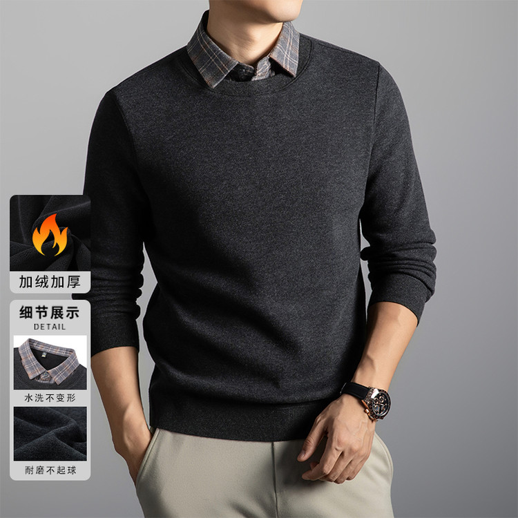 宽松型针织冬季休闲风中年针织衫/毛衣