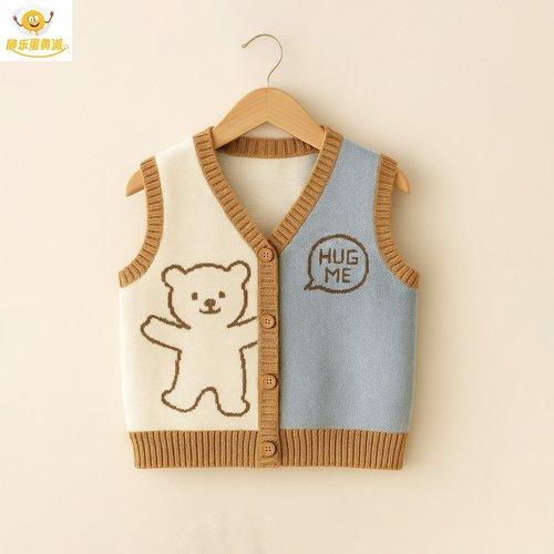 男童加厚加绒保暖毛衣马甲