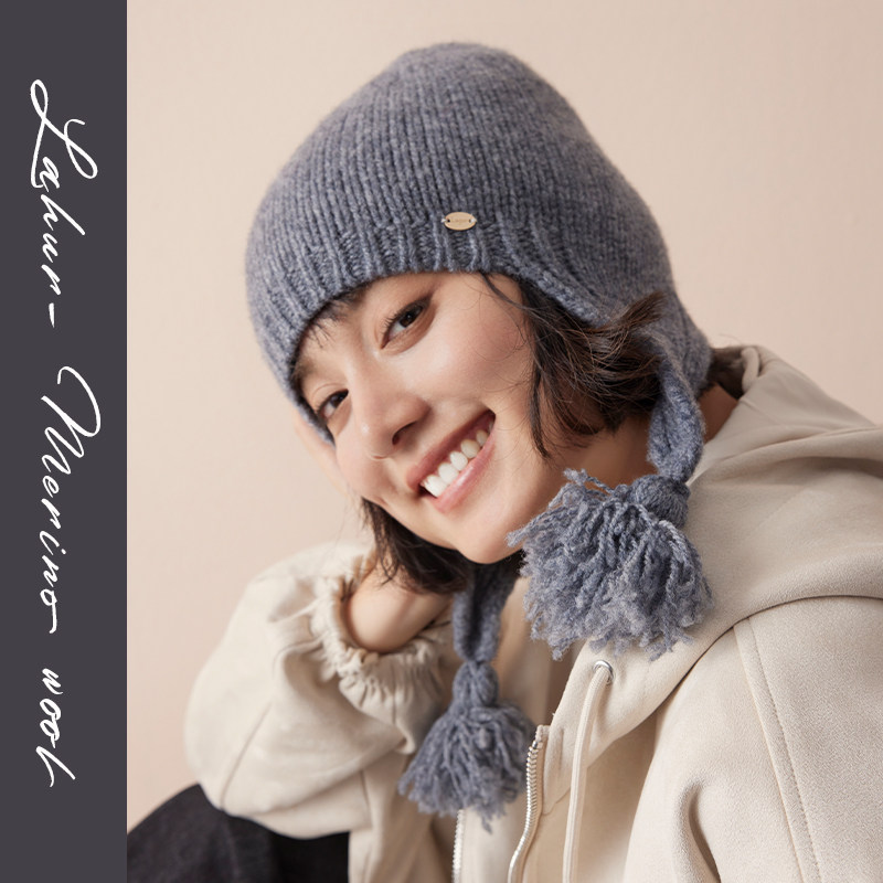 带着小辫子！100%美利奴黄金羊毛系列加厚针织帽显脸小毛线帽女冬,服饰配件/皮带/帽子/围巾,帽子,淘宝优惠券,粉丝福利购,淘宝优惠卷