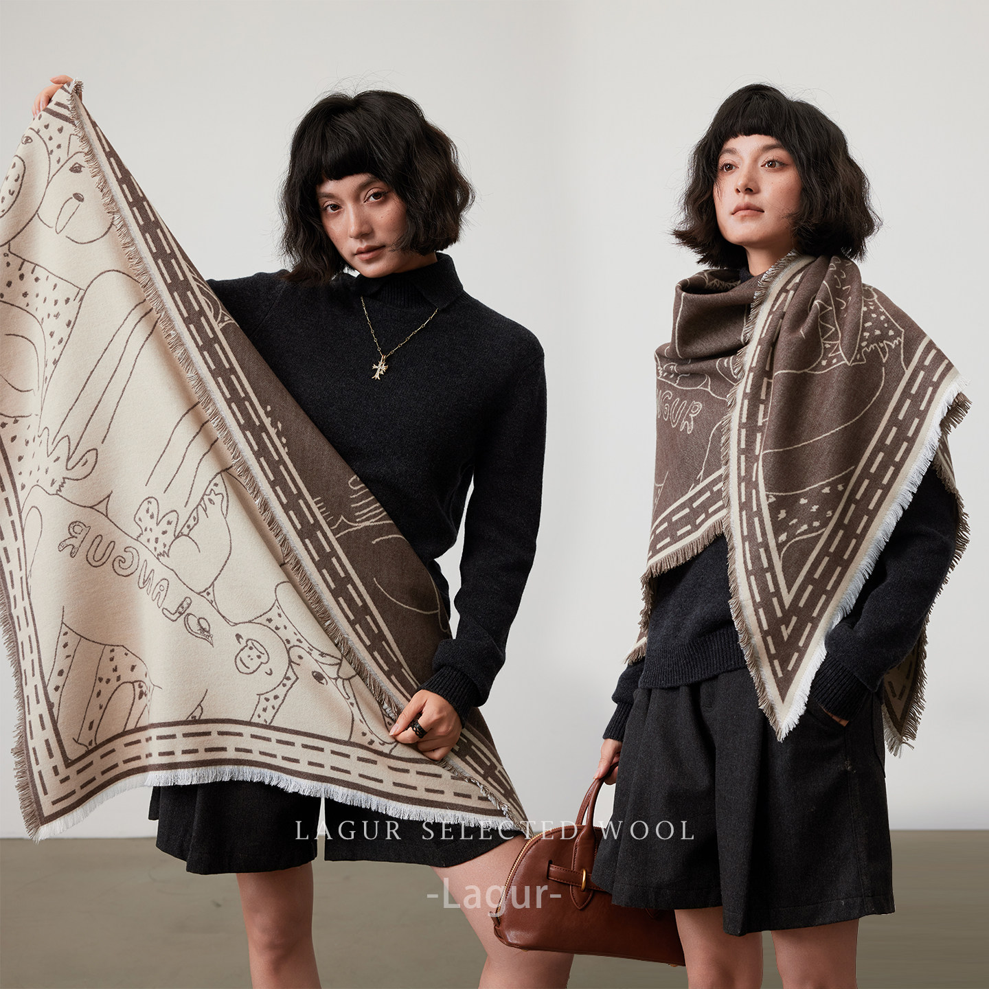 画境绘梦！双面短须三角巾羊毛围巾女冬季2025新款披肩两用高级感,服饰配件/皮带/帽子/围巾,围巾/丝巾/披肩,淘宝优惠券,粉丝福利购,淘宝优惠卷