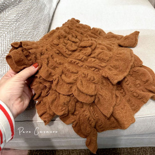 100%Cashmere山羊绒褶皱简约围巾优雅加厚慵懒冬季 日本经典 一生