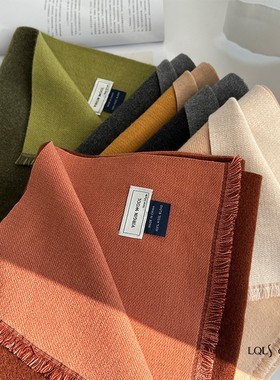 绿色双面羊毛纯色加厚保暖围巾女2025新款冬季日系情侣围脖高级感