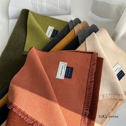 绿色双面羊毛纯色加厚保暖围巾女2025新款冬季日系情侣围脖高级感