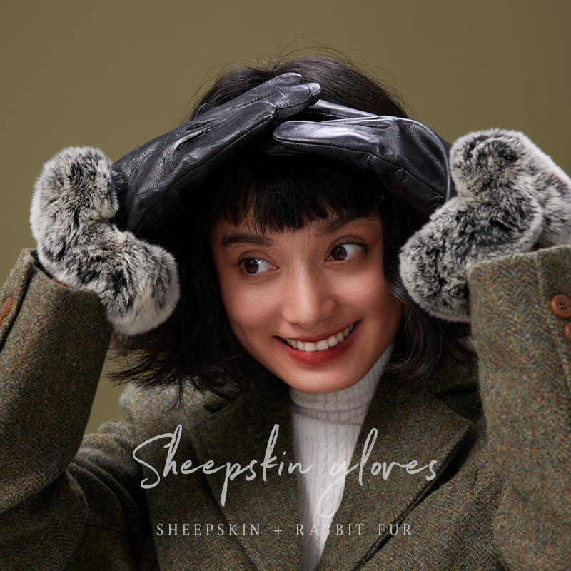 防水防风小羊皮分指手套男女同款