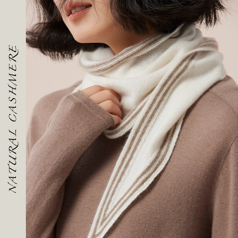 冬季学院风100%羊绒女士三角围巾