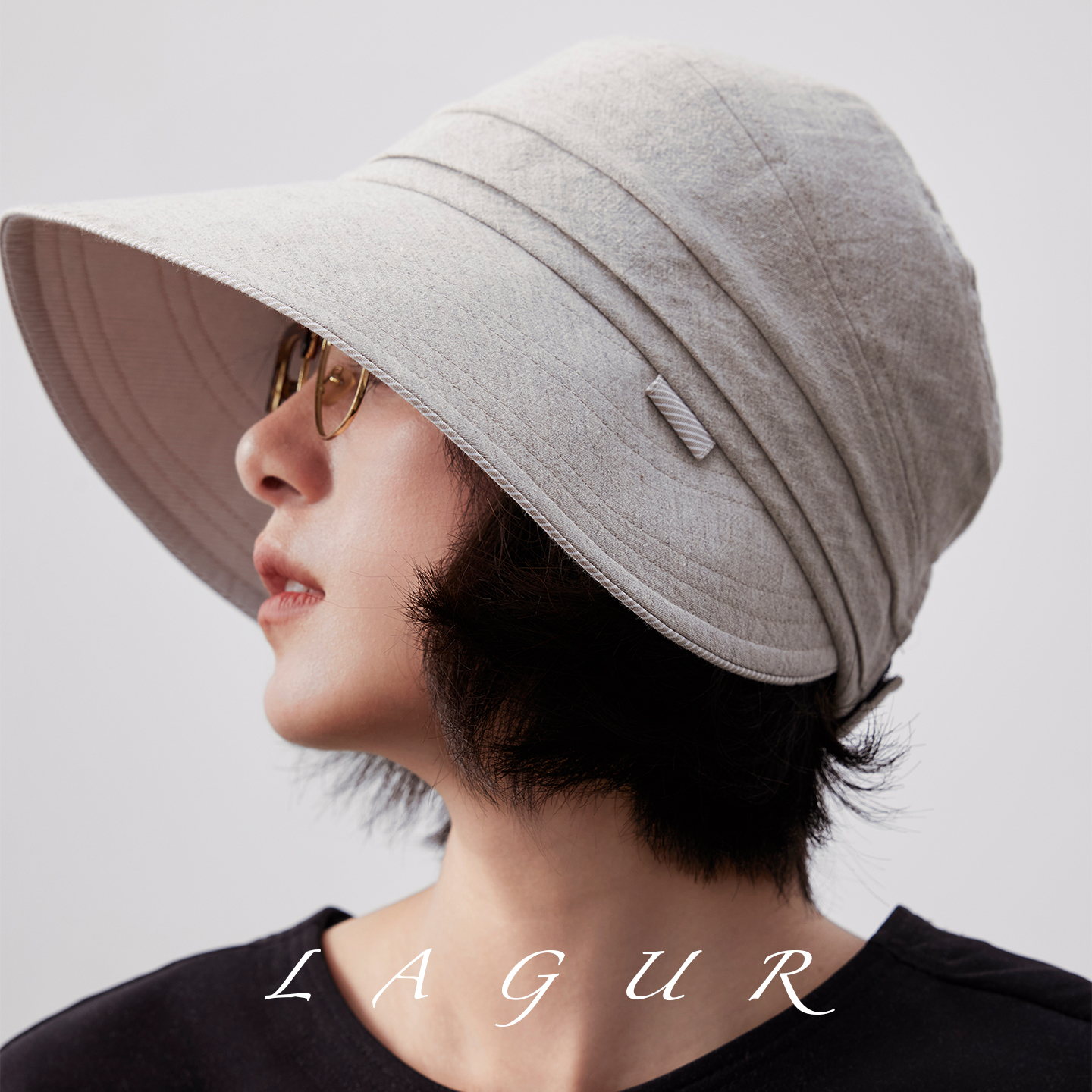 大檐纯棉可扎马尾夏防晒帽女夏季