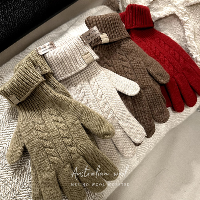 暖冬新年贺岁红~100%澳洲羊毛麻花手套加厚可触屏保暖露指针织冬,服饰配件/皮带/帽子/围巾,手套,淘宝优惠券,粉丝福利购,淘宝优惠卷