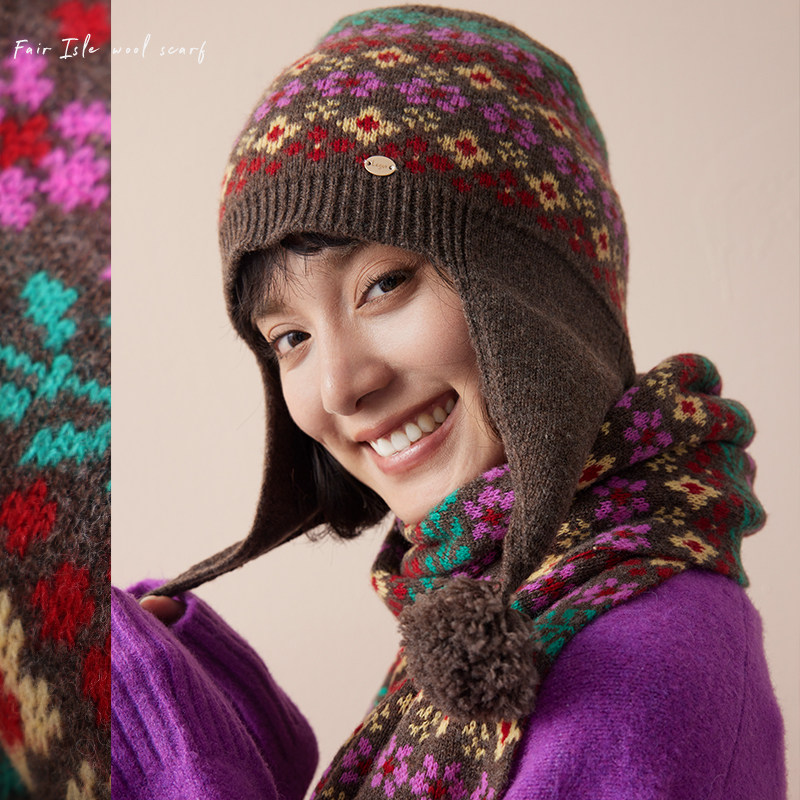 穿越时空！100%美利奴羊毛（费尔岛围巾帽子套装）复古加厚针织冬,服饰配件/皮带/帽子/围巾,二件套,淘宝优惠券,粉丝福利购,淘宝优惠卷