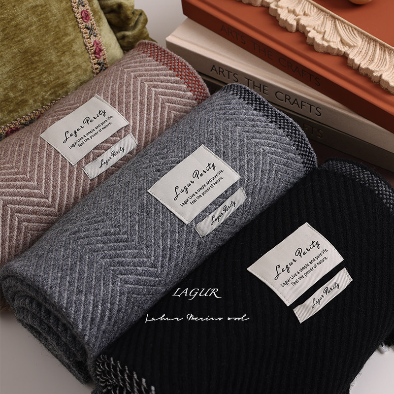 挪威冬季！拼接人字纹美利奴羊毛混纺围巾2025新款送男友礼盒送礼,服饰配件/皮带/帽子/围巾,围巾/丝巾/披肩,淘宝优惠券,粉丝福利购,淘宝优惠卷