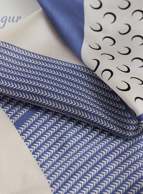 星星之海-清爽蓝色真丝小方巾桑蚕丝围巾薄款春秋丝巾女2025新款