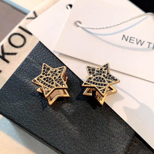 XMRACC复古朋克古铜色五角星耳环