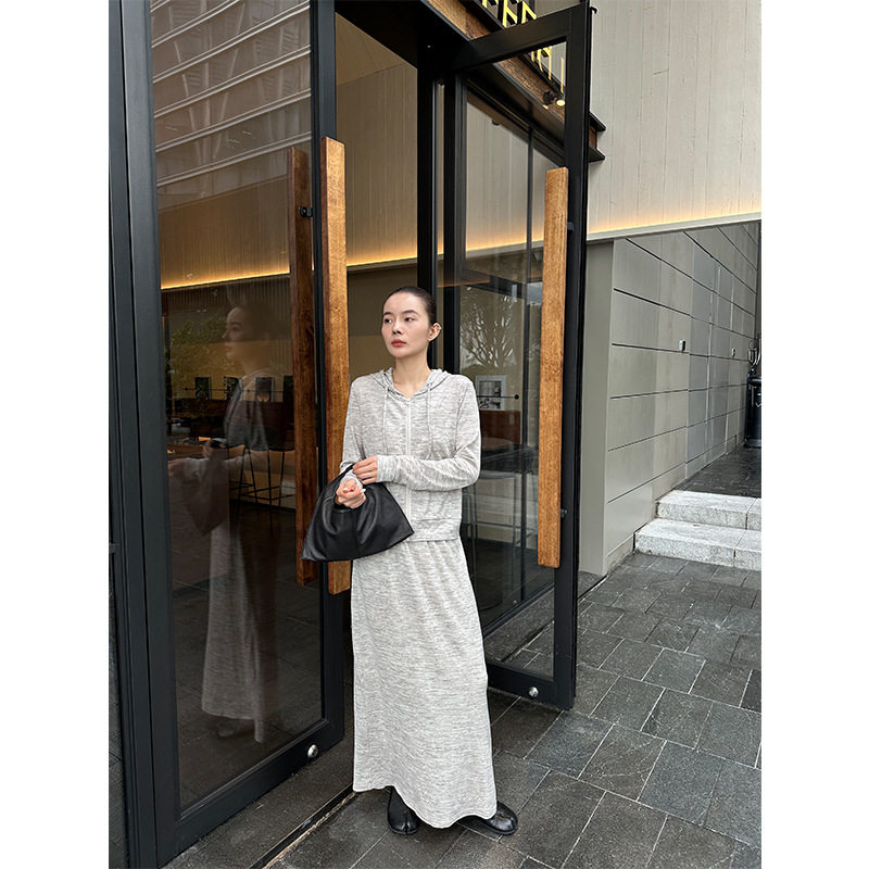 【博主风】高品质休闲卫衣+半身裙长裙套装女2026秋