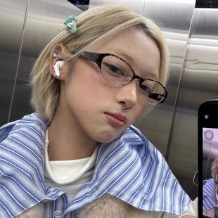 玳瑁色半框眼镜女椭圆镜框千禧风可配度数近视镜架日系眉毛书呆子