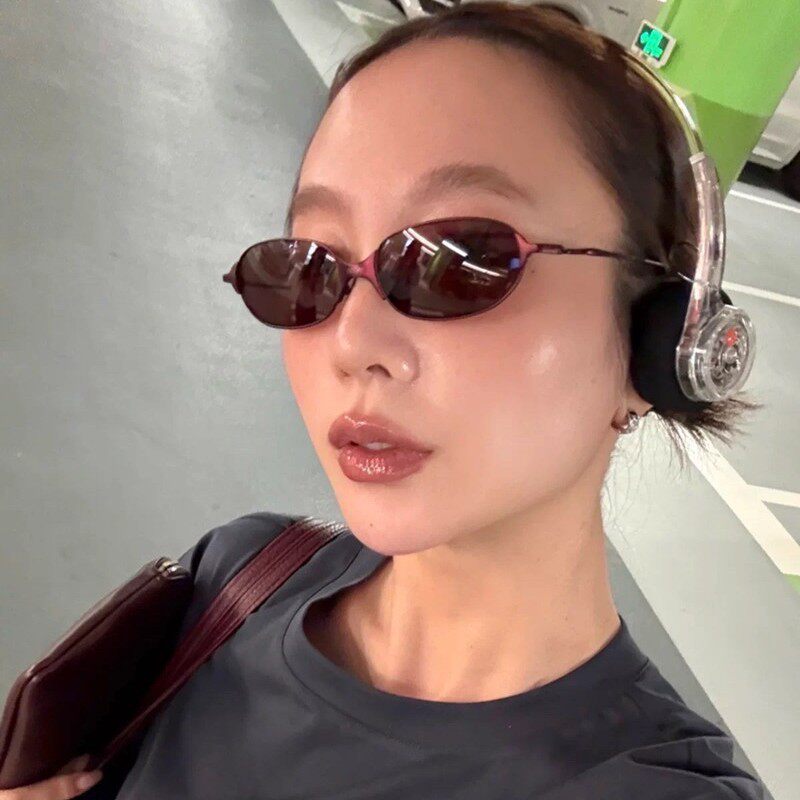 欧美复古椭圆小框Y2K太阳镜女户外时尚穿搭墨镜个性嘻哈辣妹街拍