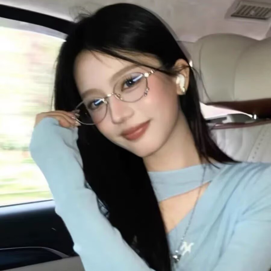 镶钻蝴蝶结泪痣书呆子椭圆眼镜女ins风纯欲韩系小众平光镜防蓝光