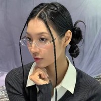 純欲無框高智感橢圓金屬眼鏡女甜酷斯文敗類素顏近視眼鏡可配度數(shù)