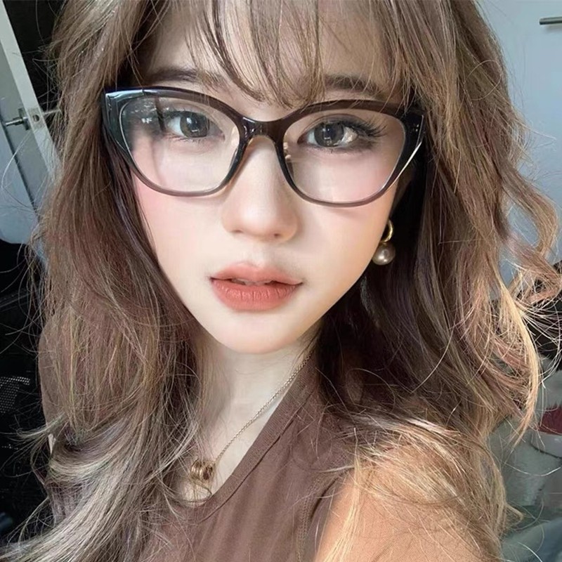 韩版猫眼眼镜女冷茶色复古秋冬高智感显瘦近视可配度数防蓝光镜架,ZIPPO/瑞士军刀/眼镜,定制成品光学镜,淘宝优惠券,粉丝福利购,淘宝优惠卷