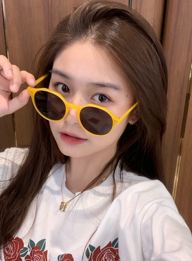 墨镜韩国原宿果冻色圆形太阳镜