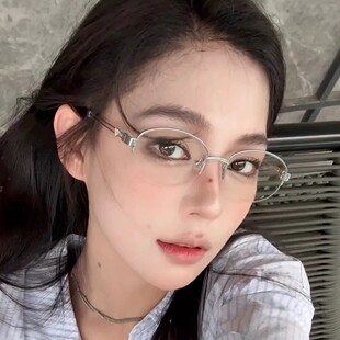 韩版素颜斯文半框爱心装饰眼镜女纯欲防蓝光超轻高智感可配有度数
