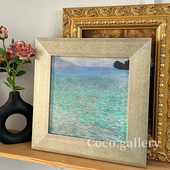 可可 画廊克里姆特阿特湖蓝色轻奢法式 古典现代混搭客厅背景挂画