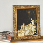 复古中古客餐厅背景墙南洋风挂画 人物油画美式 可可 画廊古典法式