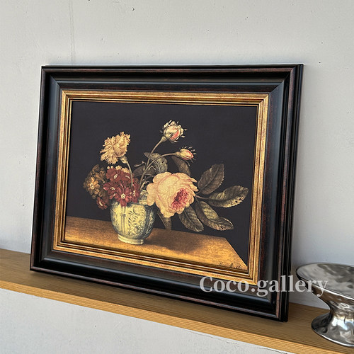 可可的画廊花卉静物油画复刻餐厅卧室背景墙美式法式中古风装饰画