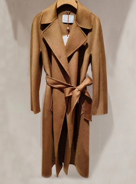 朗Z家2024年冬季款驼色长袖系带中长款羊绒大衣女LCSH02HLC223C21