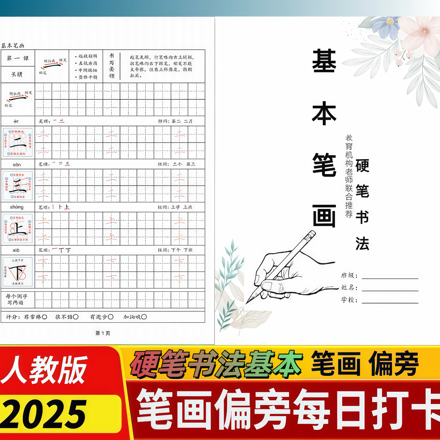学生硬笔书法基本笔画偏旁笔画每日打卡偏旁部首笔画高清彩印