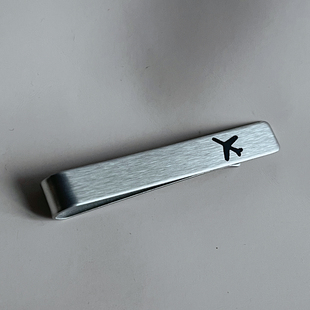 欧美飞机不锈钢领带夹简约钛钢领带别针男士 磨砂领夹50x8mm一字夹