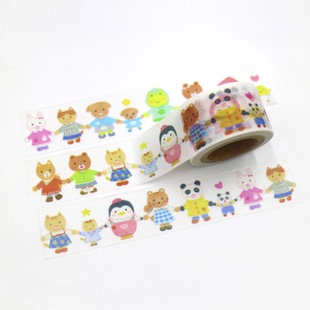 韩国正版beenybloom可爱小动物手拉手胶带分装韩系盐系手帐素材